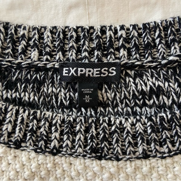Express Black & White Color-blocked Striped Knit Sweater - Picture 7 of 15